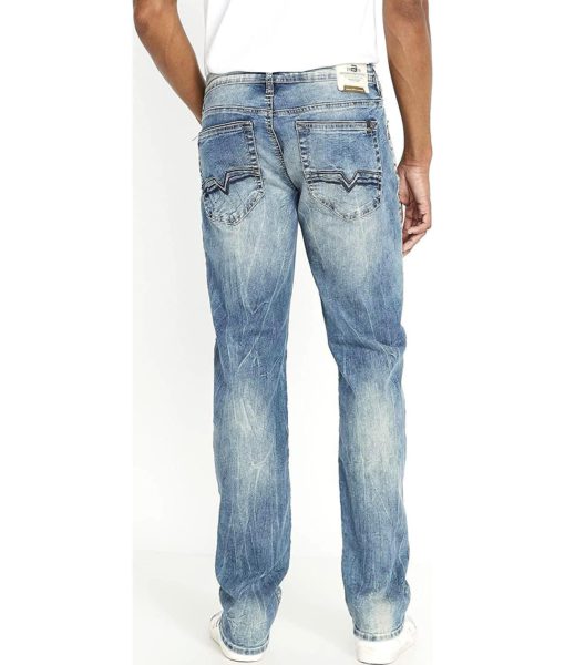 View 3 of 3 Buffalo David Bitton Men's Relaxed Straight Driven Jeans in Sandblasted Blue Wash Indigo