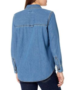 View 3 of 4 Club Monaco Women's Denim Shirt in Indigo