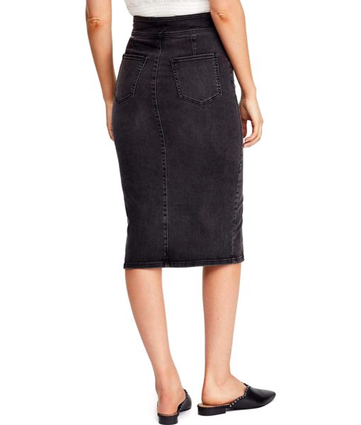 View 2 of 3 Free People Maddie Denim Midi Skirt in Black