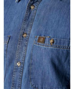 View 3 of 5 Wrangler Mens Denim Work Shirt in Antique Navy