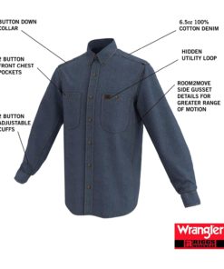 View 5 of 5 Wrangler Mens Denim Work Shirt in Antique Navy