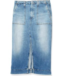 View 4 of 4 AG Adriano Goldschmied Lana Denim Workwear MIDI Length Skirt