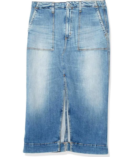 View 4 of 4 AG Adriano Goldschmied Lana Denim Workwear MIDI Length Skirt