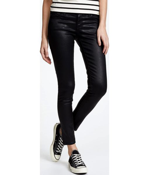 View 2 of 6 AG Adriano Goldschmied Women The Legging Ankle Jean in Super Black Leatherette