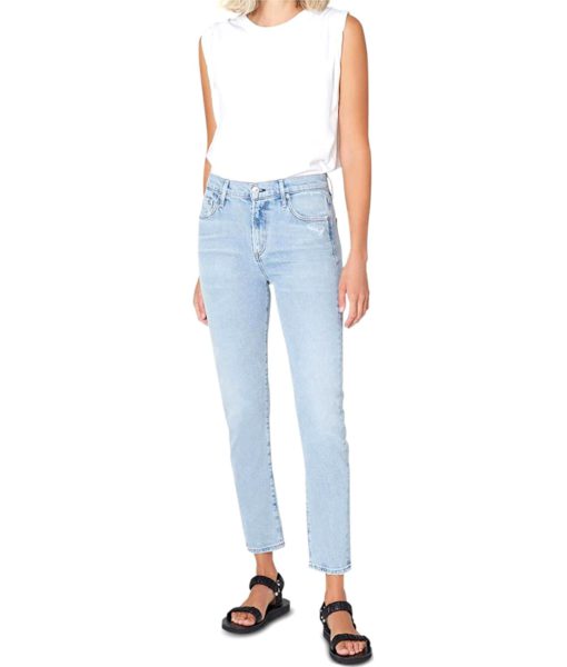 View 1 of 1 Citizens of Humanity Blue Denim Pocketed Zippered Ankle Slim-fit High Waist Jeans