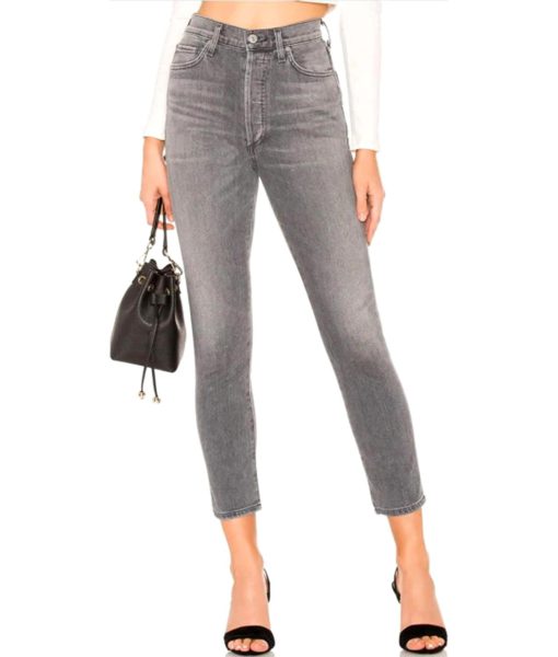 View 3 of 4 Citizens of Humanity Women’s Olivia High Rise Button Fly Slim Crop Jeans in Granite