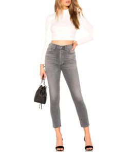 View 4 of 4 Citizens of Humanity Women’s Olivia High Rise Button Fly Slim Crop Jeans in Granite