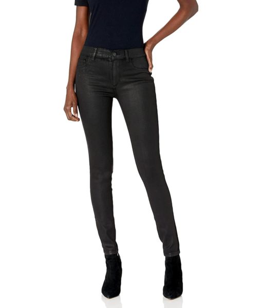 View 1 of 2 DL1961 Florence Instasculpt Skinny Fit Jean in Black Coated Stripe