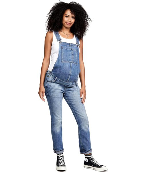 View 1 of 6 DL1961 Women's Mara Straight Ankle Maternity Overalls in Barrow