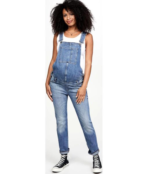 View 5 of 6 DL1961 Women's Mara Straight Ankle Maternity Overalls in Barrow