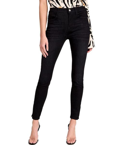 View 1 of 6 FRAME Le High Skinny Jeans in Corvo Slit