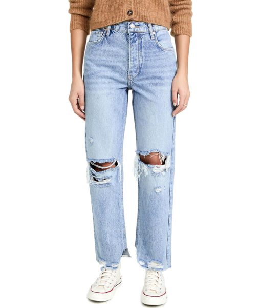 View 1 of 6 Free People Tapered Baggy Boyfriend Jeans in Mid Century Blue