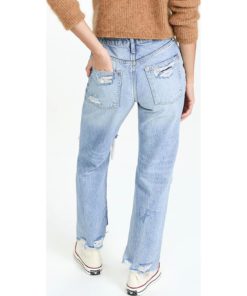 View 3 of 6 Free People Tapered Baggy Boyfriend Jeans in Mid Century Blue