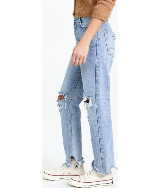 View 4 of 6 Free People Tapered Baggy Boyfriend Jeans in Mid Century Blue