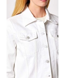 View 6 of 6 HUDSON Classic Fitted Trucker Denim Jacket in White