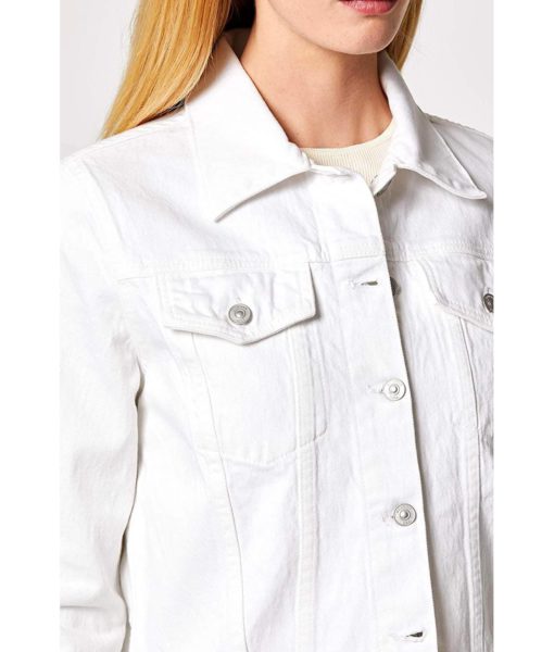 View 6 of 6 HUDSON Classic Fitted Trucker Denim Jacket in White