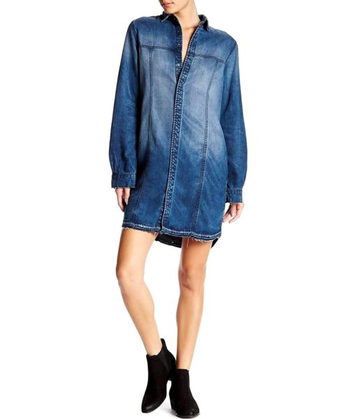 View 1 of 2 HUDSON Jeans Long Sleeve Tricia Utility Shirtdress in Blue