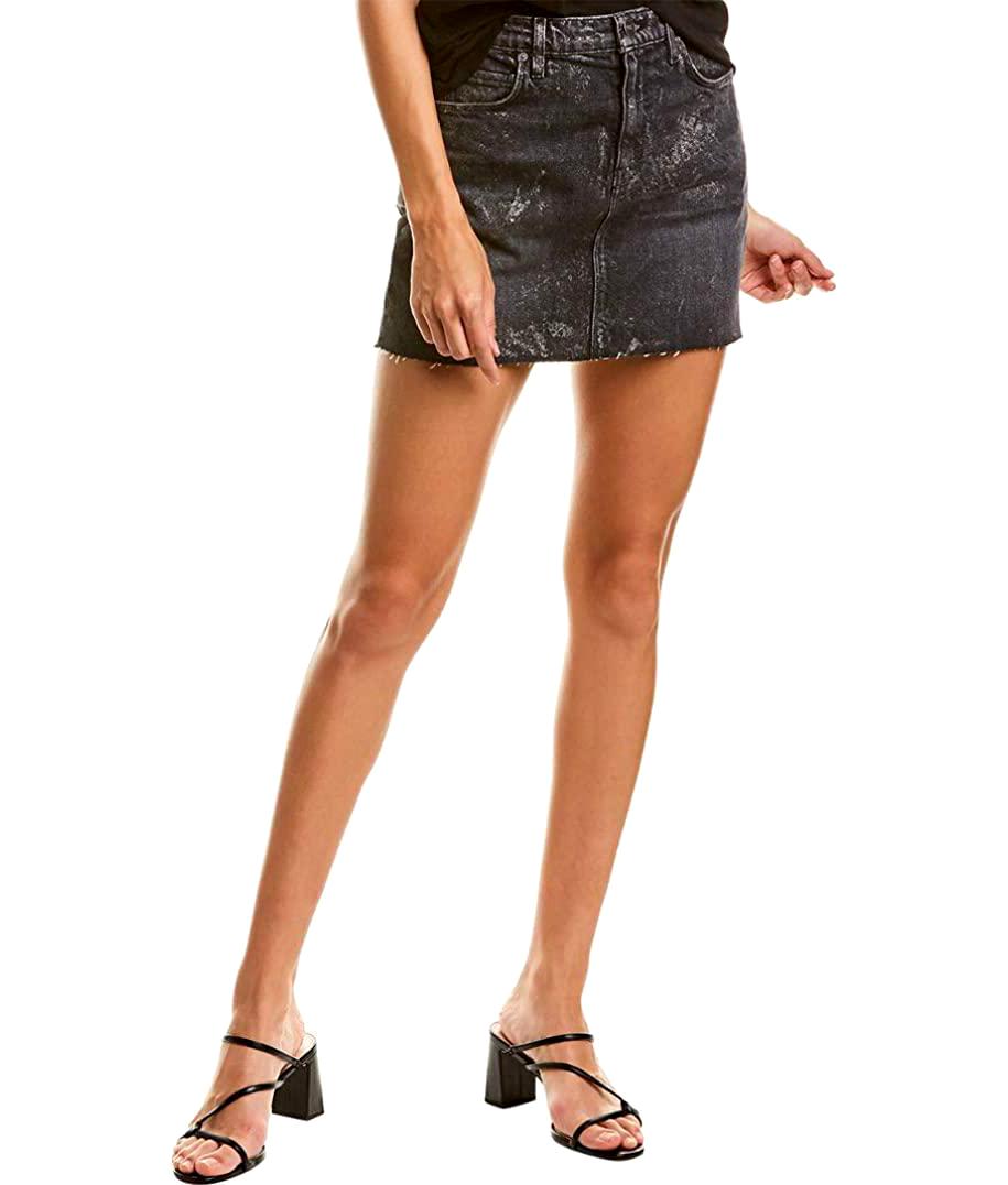 HUDSON Jeans Viper Denim Mini Skirt in Blackened Metallic