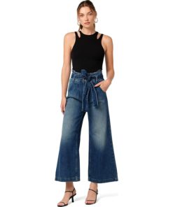 View 1 of 1 HUDSON Jeans Wide Leg Cropped Trouser with Paper Bag Waist in Dancehall