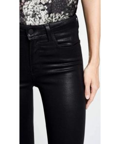 View 6 of 6 L'agence Women's Margot Coated Skinny Jeans in Black