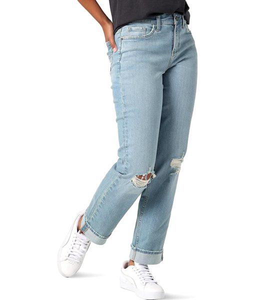 View 1 of 6 Lee Women's Mid Rise Boyfriend Jean in One Tone DX