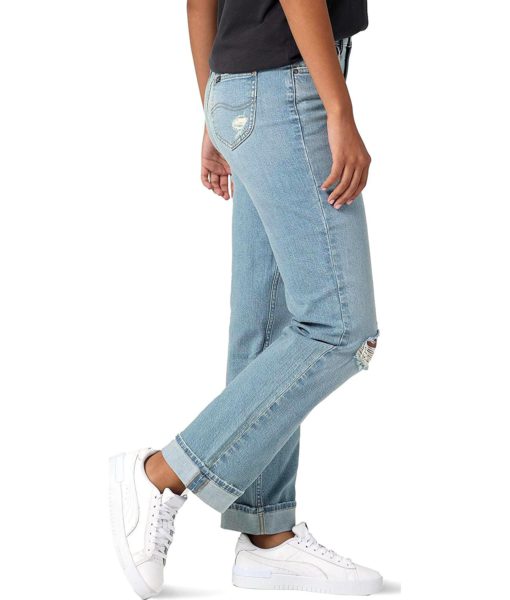 View 2 of 6 Lee Women's Mid Rise Boyfriend Jean in One Tone DX