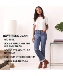 View 5 of 6 Lee Women's Mid Rise Boyfriend Jean in One Tone DX