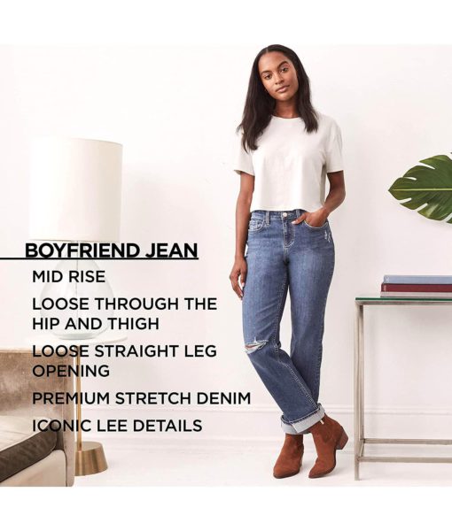 View 5 of 6 Lee Women's Mid Rise Boyfriend Jean in One Tone DX