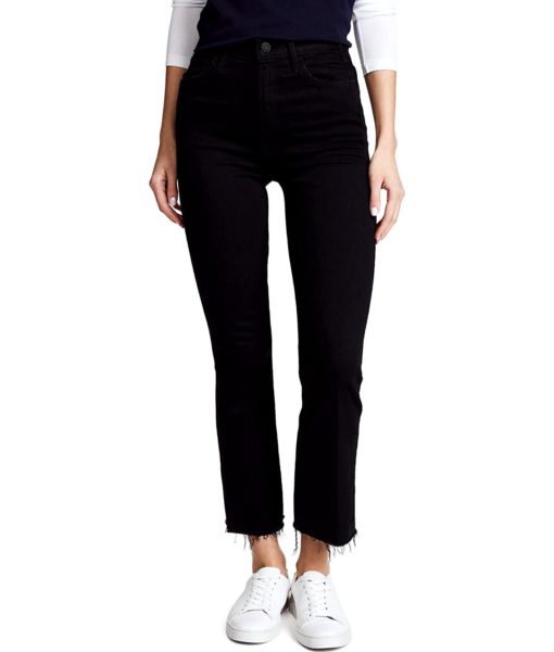 View 1 of 6 MOTHER Women's The Hustler Ankle Fray Jeans in Not Guilty Black