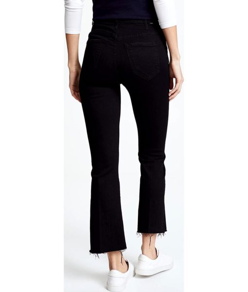 View 3 of 6 MOTHER Women's The Hustler Ankle Fray Jeans in Not Guilty Black