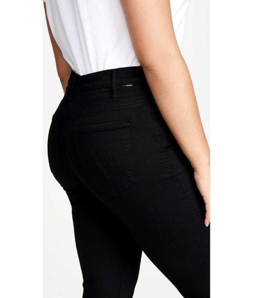 View 6 of 6 MOTHER Women's The Hustler Ankle Fray Jeans in Not Guilty Black