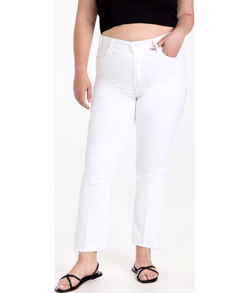 View 2 of 6 MOTHER Women's The Hustler Ankle Fray Jeans in Fairest of Them All White