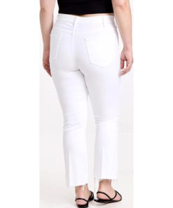 View 3 of 6 MOTHER Women's The Hustler Ankle Fray Jeans in Fairest of Them All White