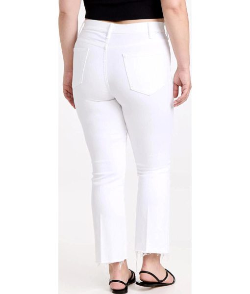 View 3 of 6 MOTHER Women's The Hustler Ankle Fray Jeans in Fairest of Them All White