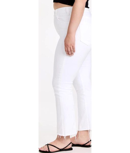 View 4 of 6 MOTHER Women's The Hustler Ankle Fray Jeans in Fairest of Them All White