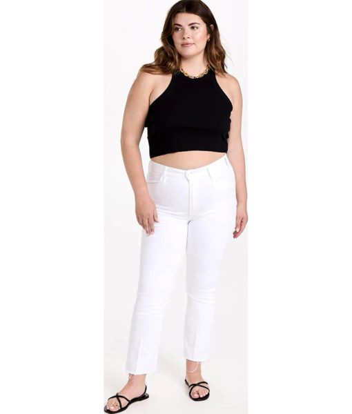 View 5 of 6 MOTHER Women's The Hustler Ankle Fray Jeans in Fairest of Them All White