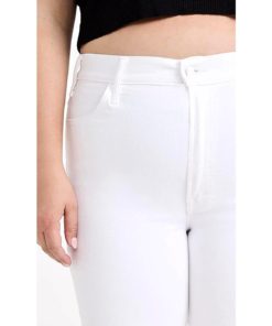 View 6 of 6 MOTHER Women's The Hustler Ankle Fray Jeans in Fairest of Them All White