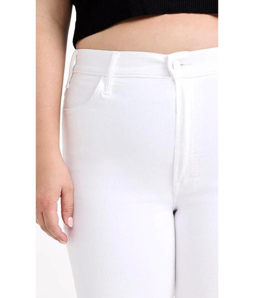 View 6 of 6 MOTHER Women's The Hustler Ankle Fray Jeans in Fairest of Them All White