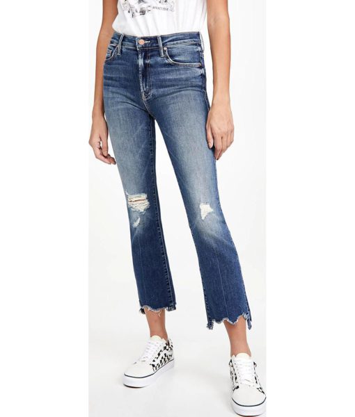 View 2 of 6 MOTHER Women's The Insider Crop Step Chew Jeans in Dancing On Coals