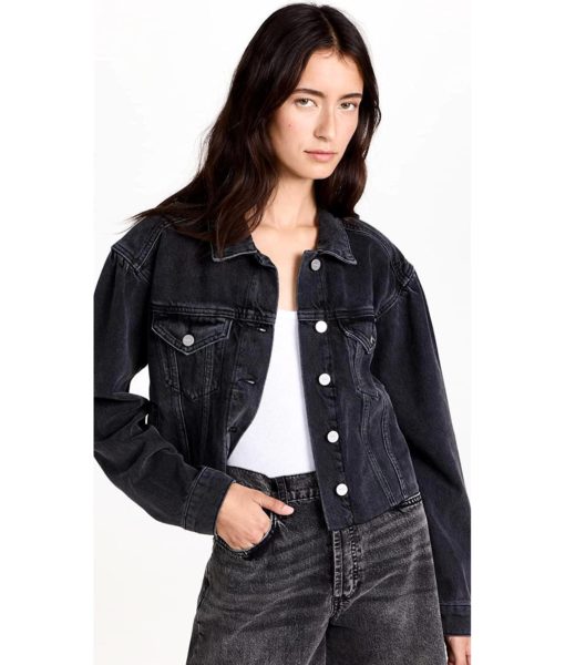 View 2 of 6 PAIGE Blythe Denim Jacket in Dark Onyx