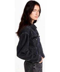 View 4 of 6 PAIGE Blythe Denim Jacket in Dark Onyx