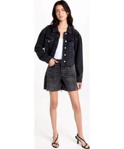 View 5 of 6 PAIGE Blythe Denim Jacket in Dark Onyx