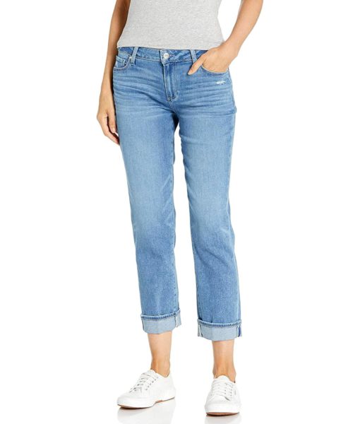 View 1 of 5 PAIGE Women's Brigitte Boyfriend Jean in Folk Distressed