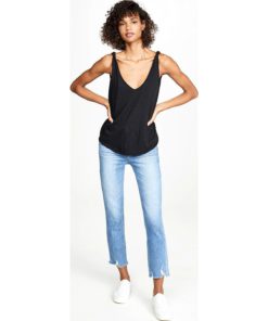 View 5 of 6 PAIGE Women's Cindy Jeans with Destroyed Hem in Mel Blue