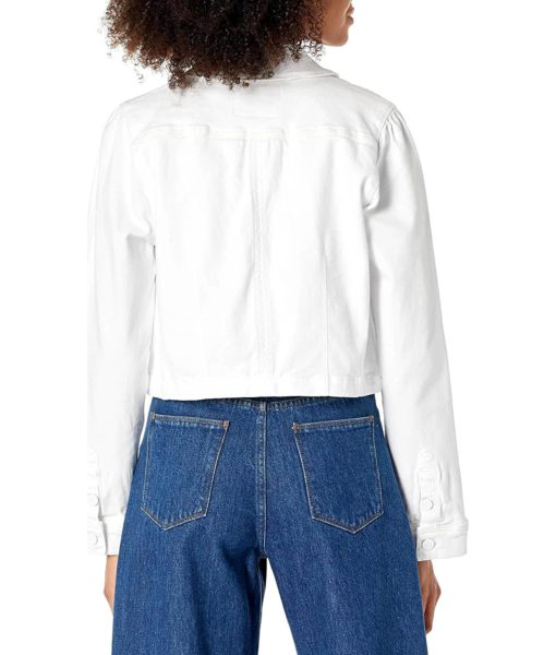 View 2 of 2 PAIGE Women's Pacey Cropped Denim Jacket in Crisp White