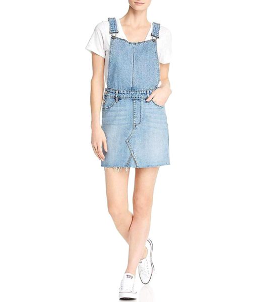 View 1 of 2 PAIGE Womens Retta Denim Overall in Mini Dress Blue