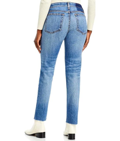 View 2 of 2 Rag & Bone Dre Raw Hem Low Rise Boyfriend Jeans in Blue