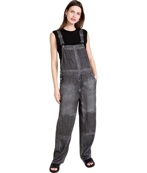 View 1 of 6 Rag & Bone Women's Miramar Overalls in Black Magic