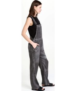 View 4 of 6 Rag & Bone Women's Miramar Overalls in Black Magic