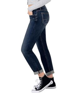 View 2 of 3 Silver Jeans Co. Boyfriend Mid Rise Slim Leg Jeans in Dark Heritage Egx485